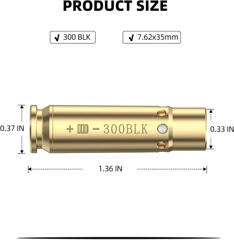 EZshoot Bore Sight Laser 9mm/ 223 5.56mm/ 30-06/25-06/270 /300BLK 7.62x35mm/ 6.5CM/ 12 Gauge Cal Red Laser Boresighter with Extra Batteries - Image 4